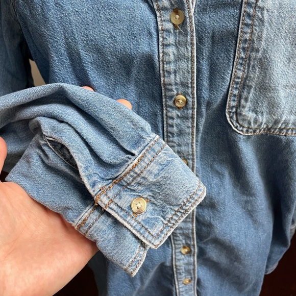 Topshop Denim Button-Down Shirt Women's Size L - Picture 4 of 4